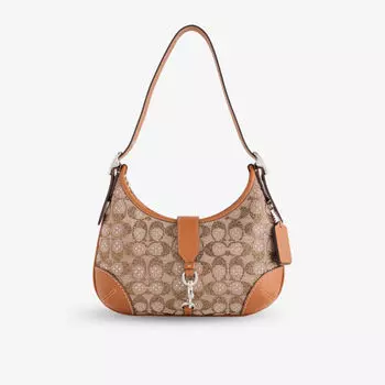 Сумка-хобо Coach Signature Hamptons с искусственными кристаллами, коричневый
