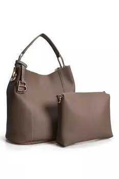 Сумка-Хобо из экокожи с косметичкой Lucky Bees, коричневый