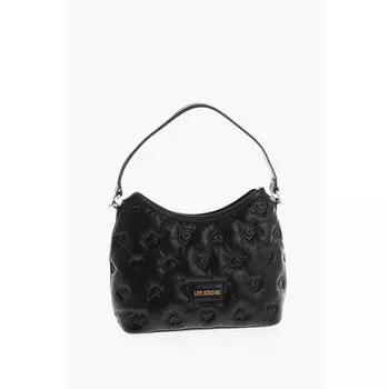 Сумка-хобо из искусственной кожи с тиснением в виде сердец LOVE Moschino, Black