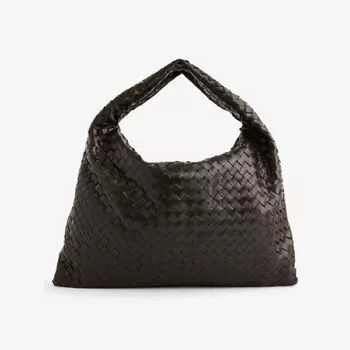 Сумка-хобо из кожи среднего размера с переплетением интреччато Bottega Veneta, цвет fondant