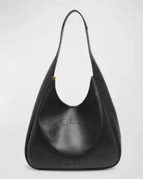 Сумка-хобо из веганской кожи с большим логотипом Stella McCartney, цвет Black