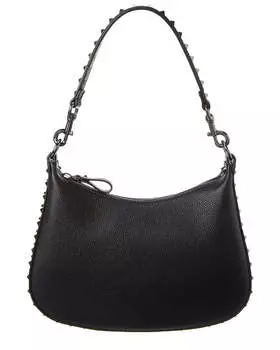 Сумка-хобо из зернистой кожи Valentino Rockstud, черный