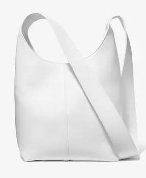 Сумка-хобо кожаная среднего размера Michael Kors Dede Medium Leather Hobo, белый