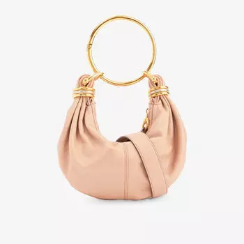 Сумка Hobo Mini Leather Top-Handle-Bag Chloe с металлическими деталями, бежевый
