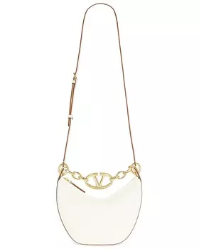 Сумка-хобо Mini V с логотипом Moon Valentino Garavani, цвет Ivory