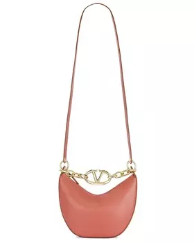 Сумка-хобо Mini V с логотипом Moon Valentino Garavani, цвет Rose Brown