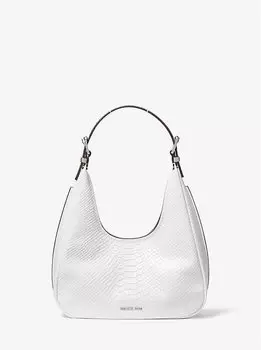 Сумка-Хобо Nolita из кожи с тиснением под змею Michael Kors, белый