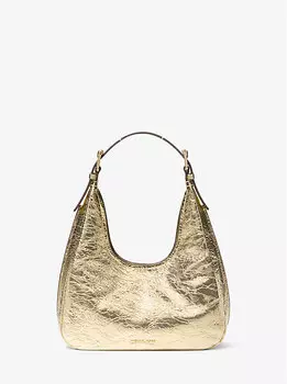 Сумка-Хобо Nolita из потрескавшейся металлической кожи Michael Kors, золотой