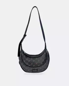 Сумка-хобо Pierre Cardin с двойной ручкой из черной кожи и холста