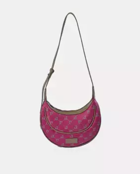 Сумка-хобо Pierre Cardin с двойной ручкой из черной кожи и холста, фуксия