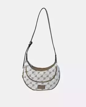 Сумка-хобо Pierre Cardin с двойной ручкой из черной кожи и холста, кремовый