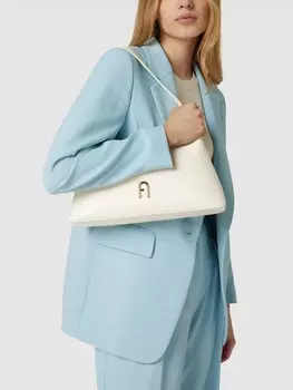 Сумка-хобо с аппликацией этикетки, модель "DIAMANTE" Furla, экрю