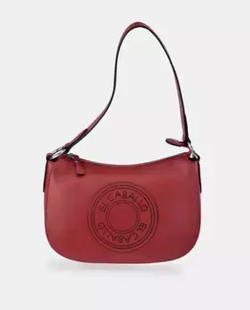 Сумка-хобо с длинной ручкой из черной кожи El Caballo, красный