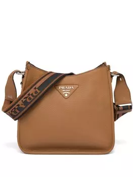 Сумка-хобо с логотипом Prada, коричневый