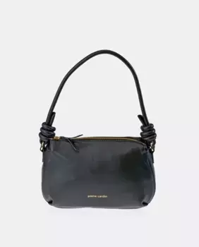 Сумка-хобо с плечевым ремнем из черной кожи Pierre Cardin, черный