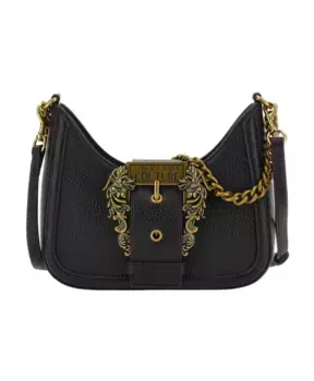 Сумка Хобо с золотой цепочкой и пряжкой Versace, черный