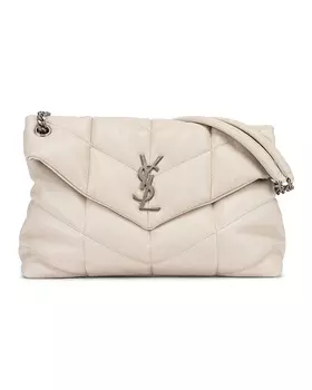 Сумка-хобо Saint Laurent Medium Monogramme Puffer Loulou Shoulder, цвет Crema Soft