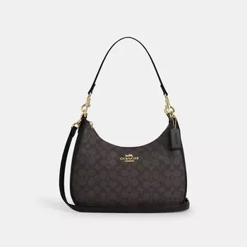 Сумка-хобо Тери COACH, золотой/коричневый/черный