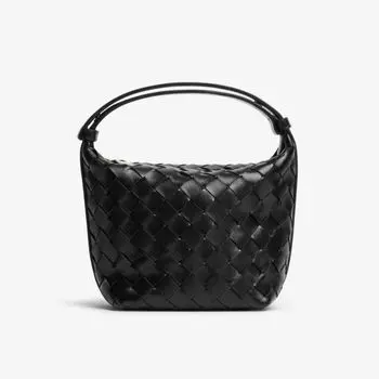 Сумка-хобо Wallace из микрокожи Bottega Veneta, черный