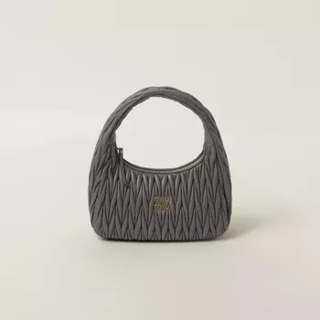 Сумка-Хобо Wander из стеганой кожи наппа Miu Miu, серый