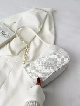 Сумка-хобо вельветовая Preppy, белый