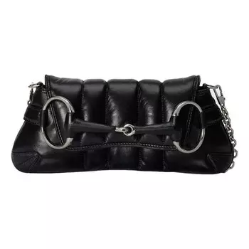 Сумка horsebit chain small shoulder bag 'black' Gucci, черный