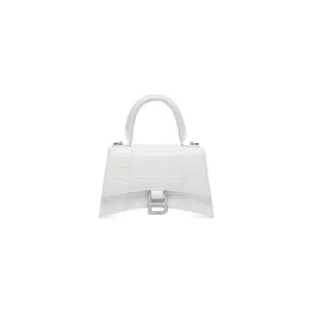 Сумка Hourglass XS с тиснением под крокодила BALENCIAGA, белый