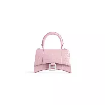 Сумка Hourglass XS с тиснением под крокодила BALENCIAGA, розовый