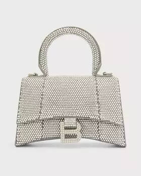 Сумка Hourglass XS со стразами Balenciaga, цвет 1272 Sm Grey & Cryst 001