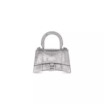 Сумка Hourglass XS со стразами BALENCIAGA, серый