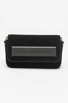 Сумка Ikon из замши и кожи с логотипом Karl Lagerfeld, черный