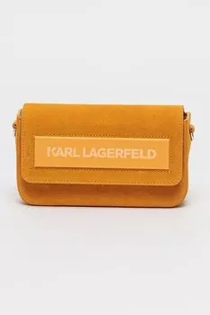 Сумка Ikon из замши и кожи с логотипом Karl Lagerfeld, желтый