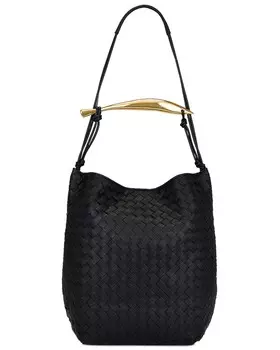 Сумка Intreccio 15 с кисточками Bottega Veneta, цвет Black & Brass