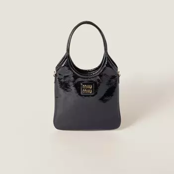 Сумка Ivy из лакированной кожи наплак Miu Miu, черный