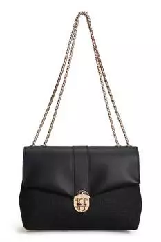 Сумка из экокожи с клапаном Lucky Bees, черный