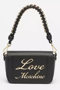 Сумка из экокожи с металлическим логотипом Love Moschino, черный