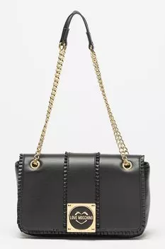 Сумка из экокожи с металлическим логотипом Love Moschino, черный