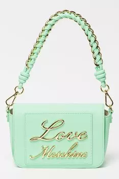Сумка из экокожи с металлическим логотипом Love Moschino, зеленый