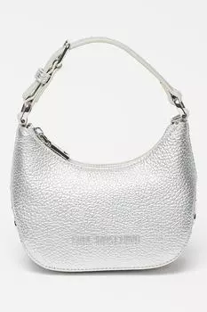 Сумка из экокожи с металлическим логотипом Love Moschino, серебряный