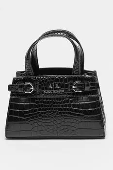 Сумка из экокожи с шагренью Armani Exchange, черный