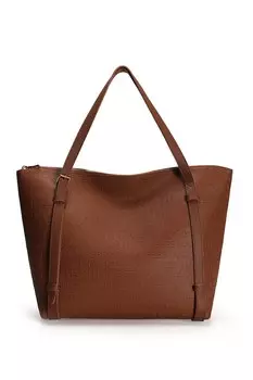 Сумка из экокожи с тиснением логотипа Lucky Bees, коричневый