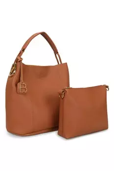 Сумка из экокожи с внутренней сумкой для туалетных принадлежностей Lucky Bees, коричневый