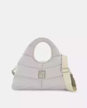 Сумка из габардина с металлизированной отделкой, образующая двойную ручку, застежку-молнию и регулируемую нейлоновую ручку Pepe Moll, светло-серый