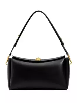 Сумка из гладкой кожи среднего размера с магнитной застежкой Carrousel AMI Paris, черный