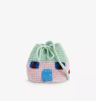Сумка из хлопка в виде домика-мухомора, связанная крючком Stella Mccartney, цвет colourful
