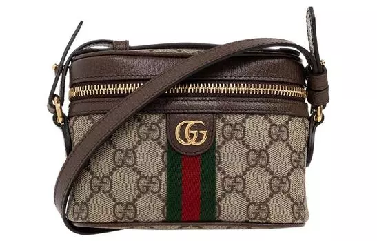Сумка из холста с кожаной отделкой, сумка на плечо, мини-сумка для женщин GUCCI