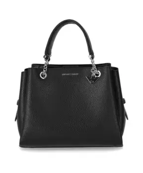 Сумка из кованой искусственной кожи с подвеской логотипом Emporio Armani, черный