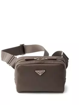 Сумка из кожи Brique Saffiano Prada, серый
