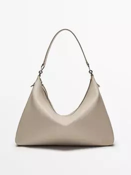 Сумка из кожи наппа с двойным ремешком Massimo Dutti, белый
