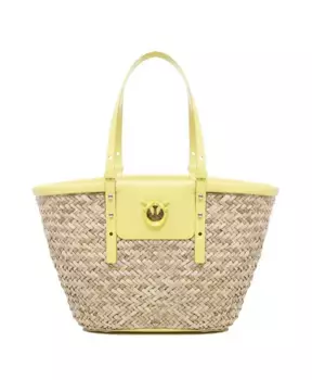 Сумка из кожи рафии ручной работы натуральная Pinko, бежевый